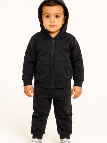 Conjunto Infantil Masculino Jaqueta Preta e Calça Jogger Preta Fernanda Ramos Kids