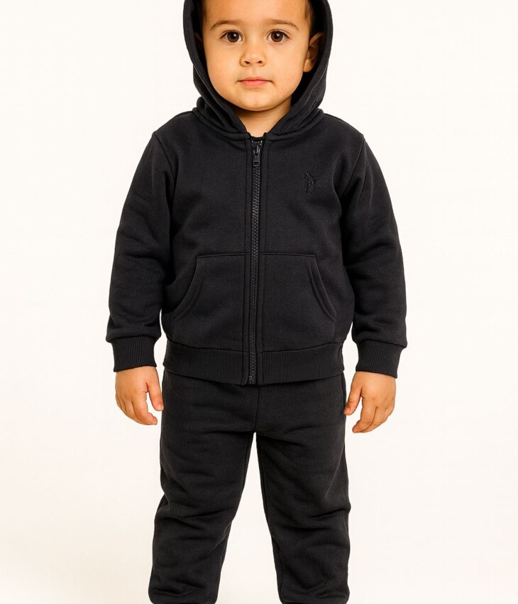 Conjunto Infantil Masculino Jaqueta Preta e Calça Jogger Preta Fernanda Ramos Kids