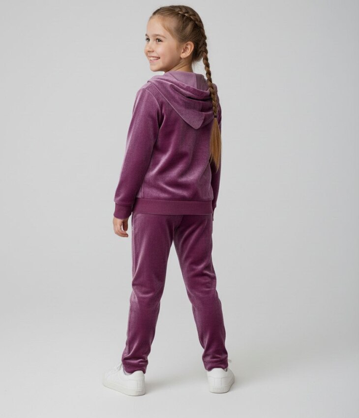 Conjunto Infantil Veludo Blusa Manga Longa e Calça Roxo Fernanda Ramos Kids