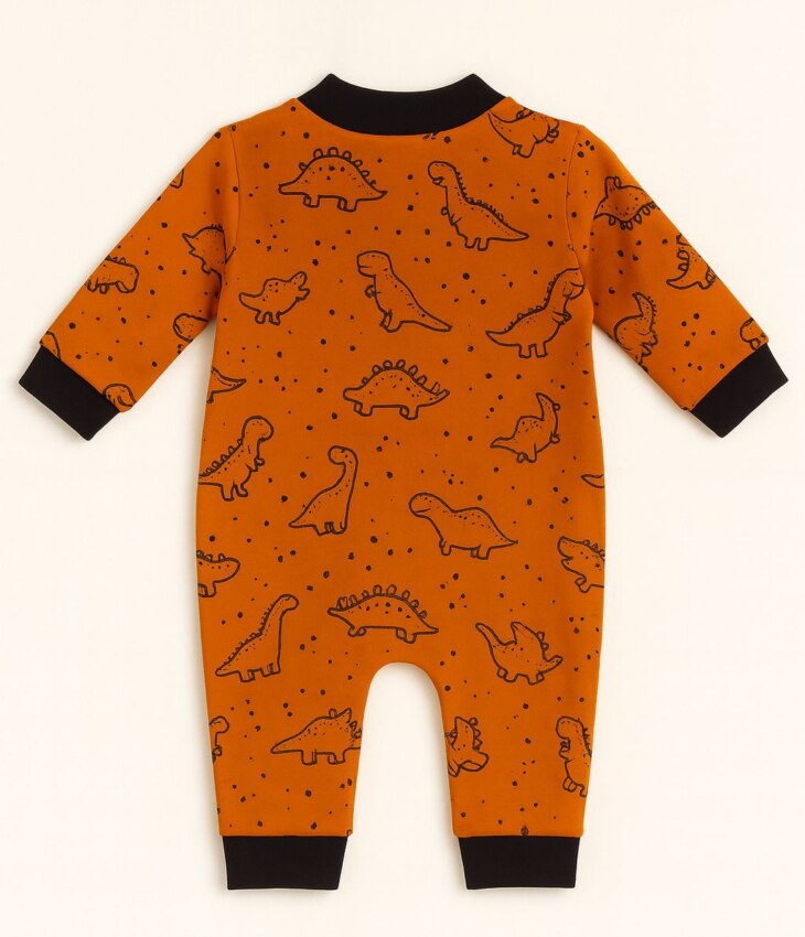 Macacão Infantil Masculino Estampado Dinossauros TerraCota Fernanda Ramos Kids