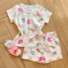 Pijama Infantil Feminino Blusa e Short Estampado Bichinhos