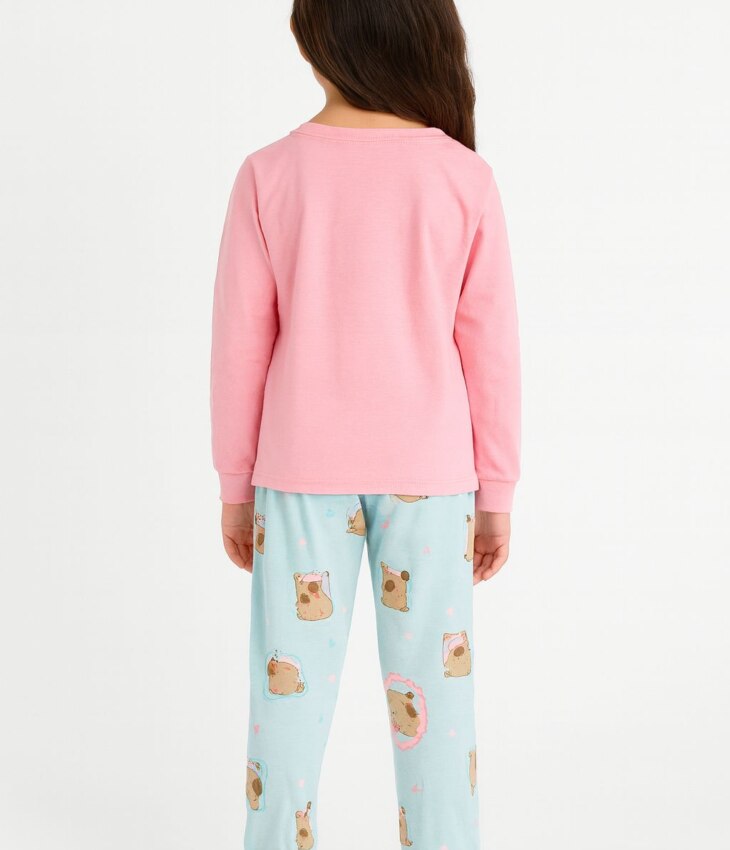 Pijama Infantil Feminino Blusa Manga Longa e Calça Capivara Fernanda Ramos Kids