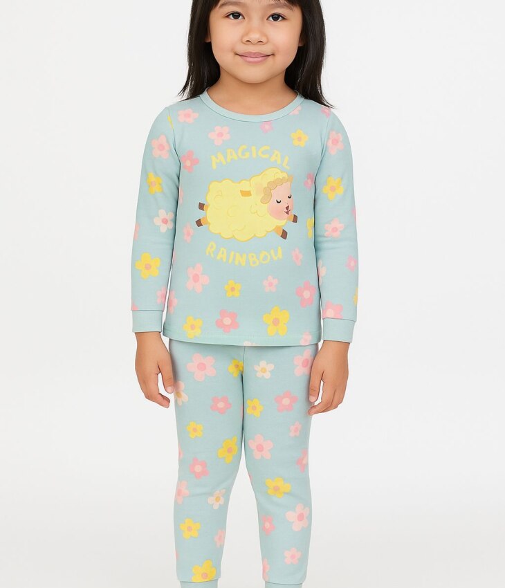 Pijama Infantil Feminino Blusa Manga Longa e Calça Flores Fernanda Ramos Kids