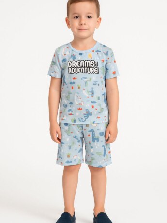 Pijama Infantil Masculino Camiseta e Bermuda Dreams Adventure Fernanda Ramos Kids