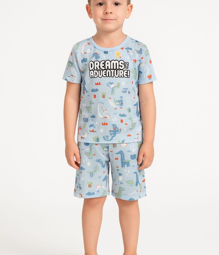 Pijama Infantil Masculino Camiseta e Bermuda Dreams Adventure Fernanda Ramos Kids