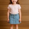 Saia Infantil Feminina Jeans Clara com Friso Fernanda Ramos Kids