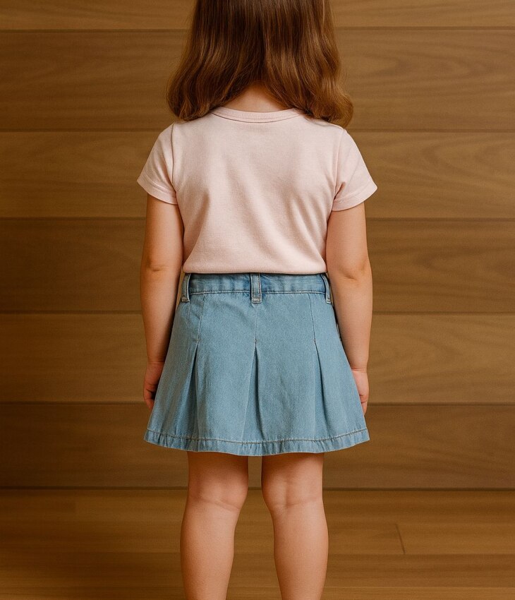 fernandaramoskids com­ br Saia Infantil Feminina Jeans Clara com Friso1