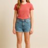 Short Infantil Feminino Jeans Asa Delta com Barra Desfiada Fernanda Ramos Kids