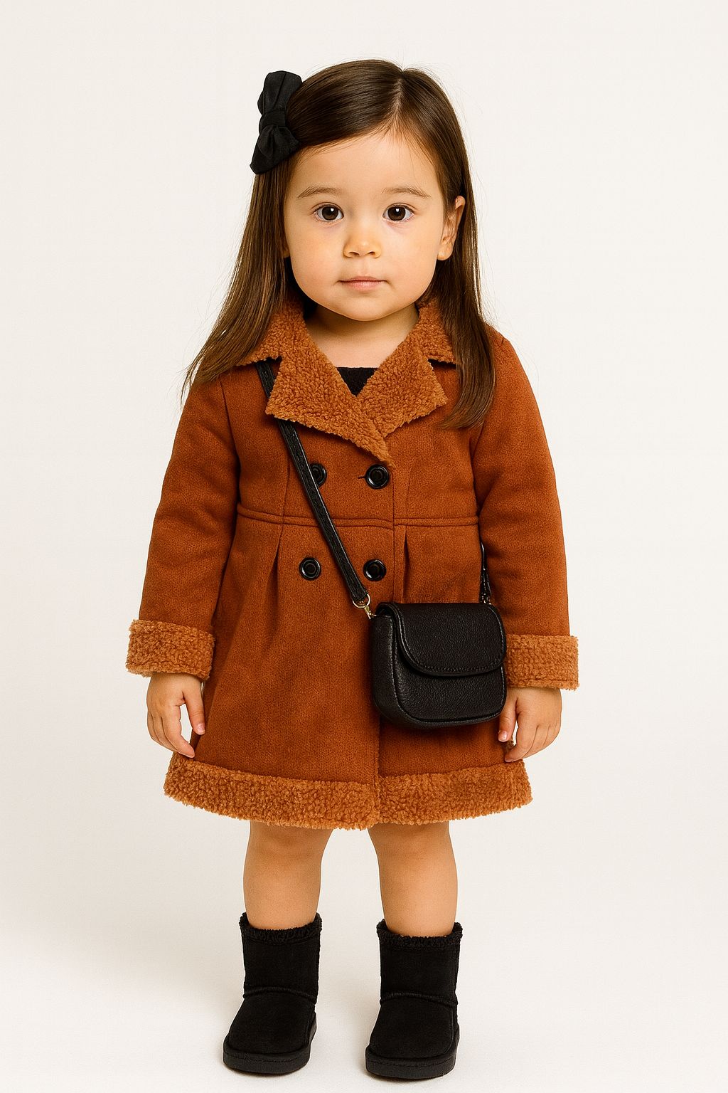 Sobretudo Infantil Feminino Caramelo com Botões Fernanda Ramos Kids