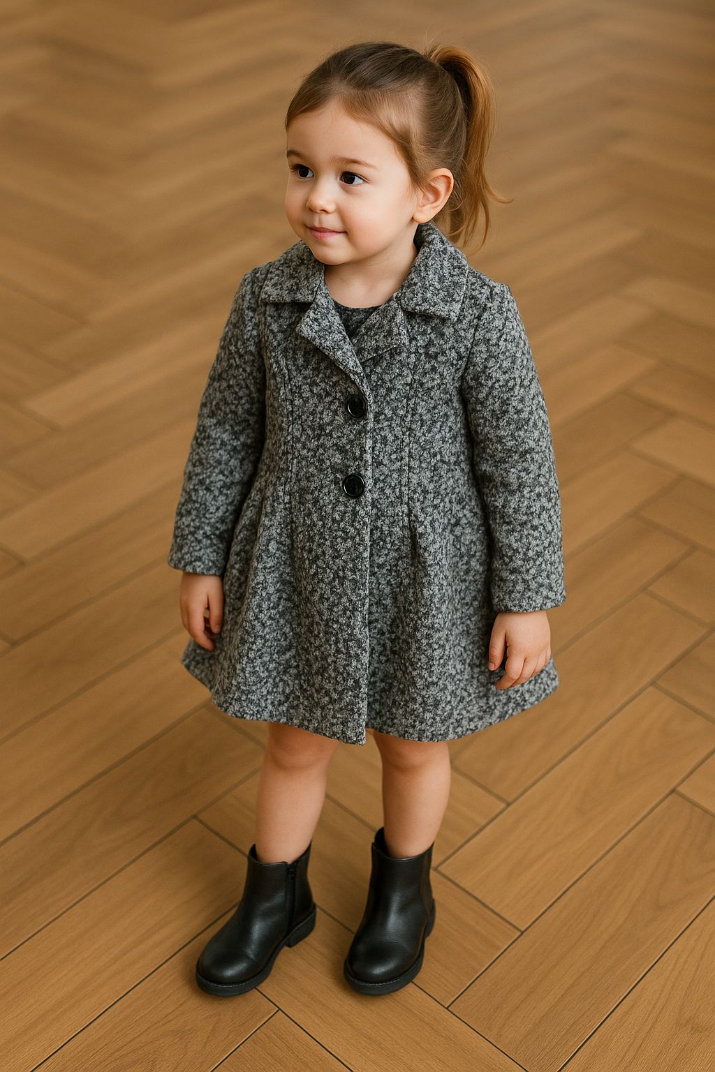 Sobretudo Infantil Feminino Cinza Mescla Fernanda Ramos Kids