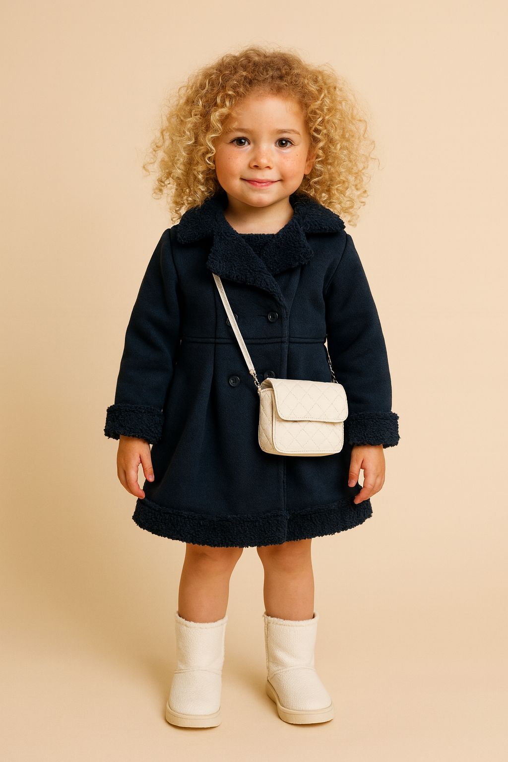 Sobretudo Infantil Feminino Preto com Botões Fernanda Ramos Kids