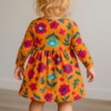 fernandaramoskids com­ br Vestido Infantil Feminino Estampado Manga Longa Laranja com Flores1