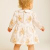 Vestido Infantil Feminino Manga Longa Estampa Coelho Bege Fernanda Ramos Kids