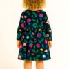 Vestido Infantil Feminino Manga Longa Estampa Flores Azul Fernanda Ramos Kids