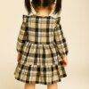 Vestido Infantil Feminino Manga Longa Xadrez Bege com Babados Fernanda Ramos Kids