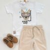 Conjunto Infantil Masculino Camiseta Malha e Bermuda da Fernanda Ramos Kids