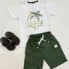 Conjunto Infantil Masculino Camiseta Malha e Bermuda Verde da Fernanda Ramos Kids