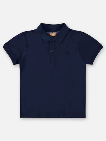 Camisa Polo Infantil Masculina em Suedine Azul Escuro da Fernanda Ramos Kids