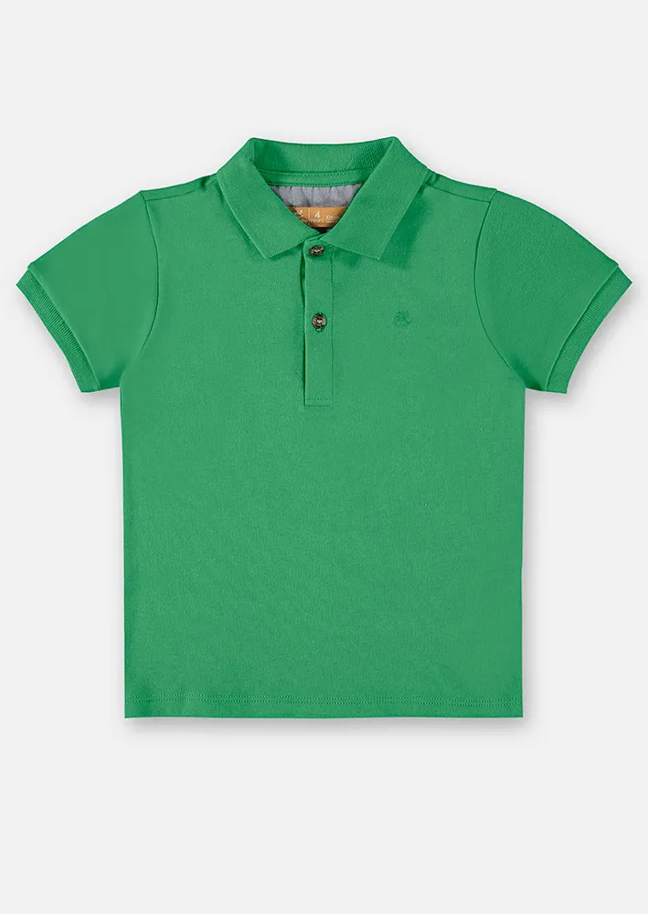 Camisa Polo Infantil Masculina em Suedine Verde Azevinho da Fernanda Ramos Kids