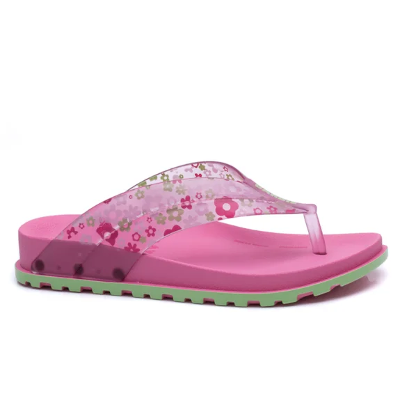 Chinelo Infantil Feminino Slid Rosa e Verde Fernanda Ramos Kids