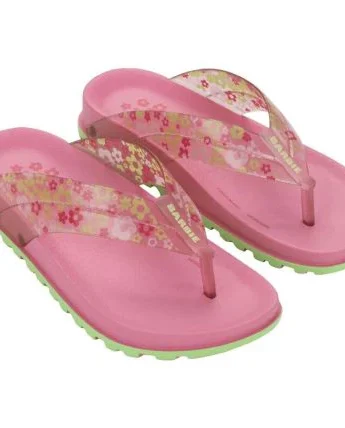 Chinelo Infantil Feminino Slid Rosa e Verde Fernanda Ramos Kids