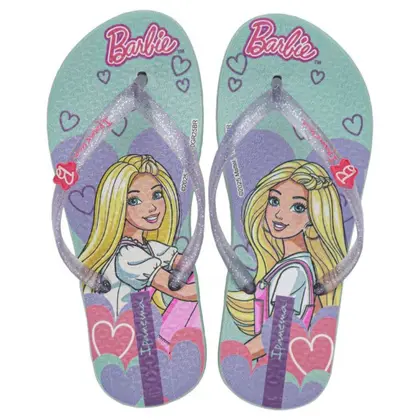 Chinelo Infantil Feminino Verde Perolado e Lilás Fernanda Ramos Kids