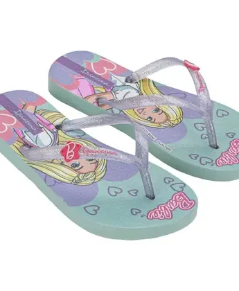 Chinelo Infantil Feminino Verde Perolado e Lilás Fernanda Ramos Kids