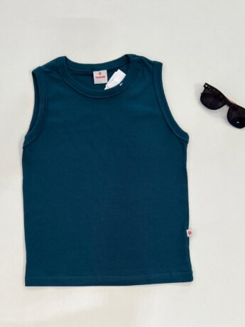 Regata Infantil Masculina Básica Meia Malha Verde Fernanda Ramos Kids