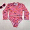 Biquíni Infantil Cropped e Calcinha Estampa Rosa Fernanda Ramos Kids
