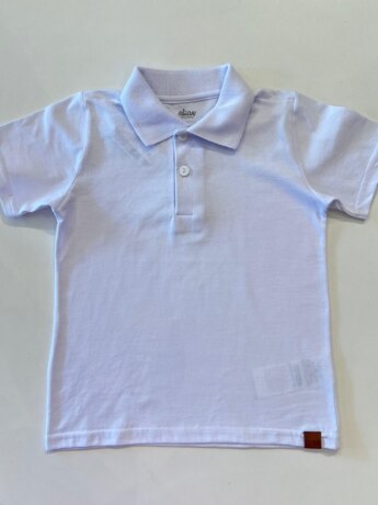 Camisa Polo Infantil Masculina Básica Manga Curta Branco Fernanda Ramos Kids