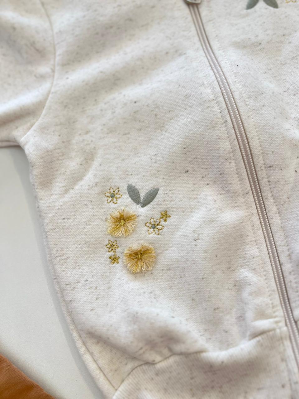 Conjunto Infantil Feminino Blusa Manga Longa e Calça Legging Bege Fernanda Ramos Kids