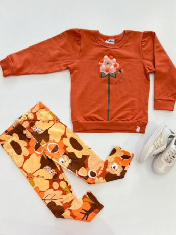 Conjunto Infantil Feminino Blusa Manga Longa e Calça Legging Estampada Fernanda Ramos Kids