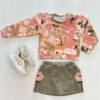 Conjunto Infantil Feminino Blusa Manga Longa Estampada Rosa e Short Saia Fernanda Ramos Kids