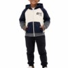 Conjunto Infantil Masculino Jaqueta com Capuz e Calça Jogger Preto Fernanda Ramos Kids