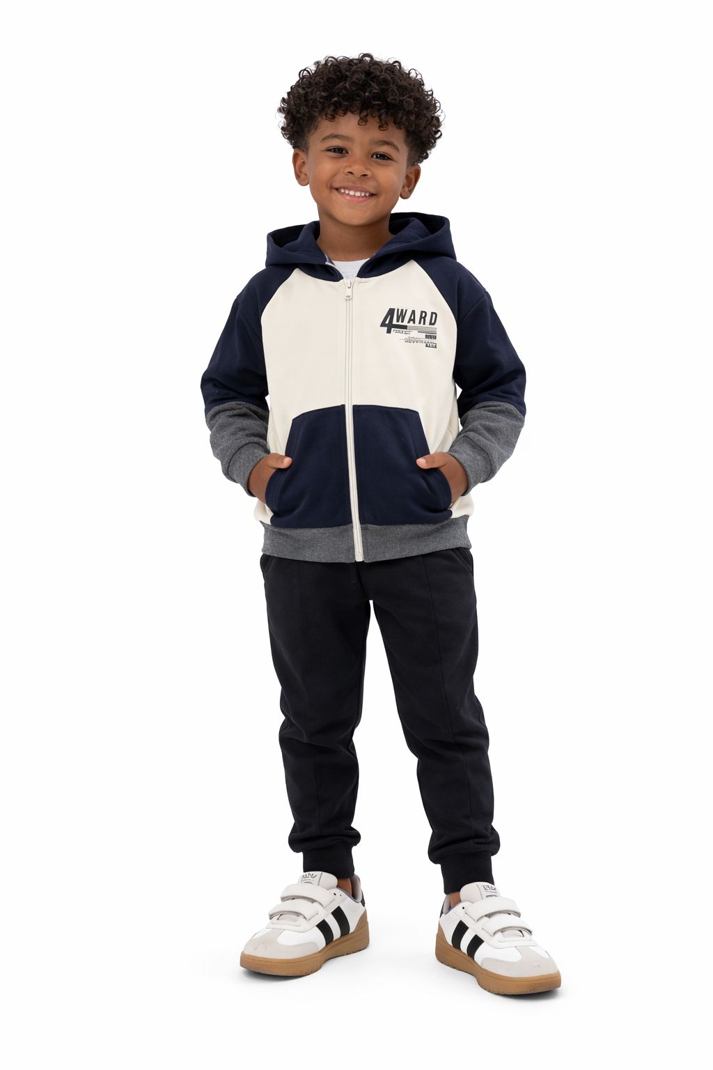 Conjunto Infantil Masculino Jaqueta com Capuz e Calça Jogger Preto Fernanda Ramos Kids