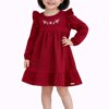 Vestido Infantil Feminino Manga Longa com Babado Marsala Fernanda Ramos Kids