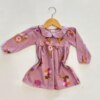 Vestido Infantil Feminino Manga Longa Estampa Flores Lilás Fernanda Ramos Kids