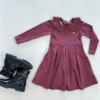 fernandaramoskids com br Vestido Infantil Feminino Manga Longa Gola Arredondada Vinho 2