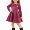 Vestido Infantil Feminino Manga Longa Gola Arredondada Vinho Fernanda Ramos Kids