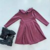 Vestido Infantil Feminino Manga Longa Gola Arredondada Vinho Fernanda Ramos Kids