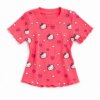 Blusa Infantil Feminina Manga Curta Canelada Pink com Corações