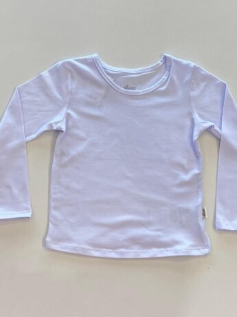 Blusa Manga Longa Infantil Feminina Básica Gola Redonda Branca Fernanda Ramos Kids