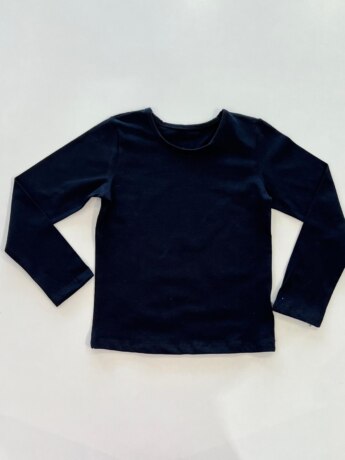 Blusa Manga Longa Infantil Feminina Básica Gola Redonda Preta Fernanda Ramos Kids