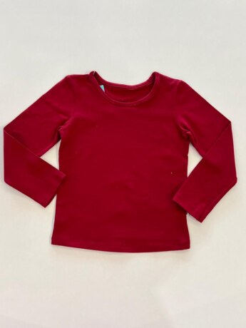 Blusa Manga Longa Infantil Feminina Básica Gola Redonda Vermelha Fernanda Ramos Kids