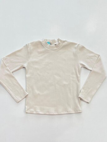 Blusa Manga Longa Infantil Feminina Canelada Bege Fernanda Ramos Kids