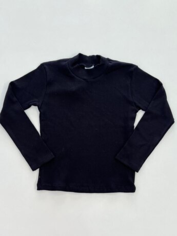 Blusa Manga Longa Infantil Feminina Canelada Preta Fernanda Ramos Kids