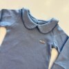Body Infantil Feminino Manga Longa Gola Babado Azul Fernanda Ramos Kids