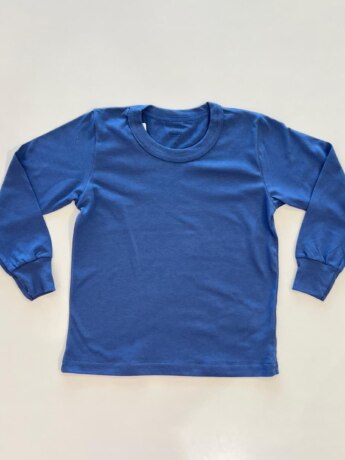 Camiseta Manga Longa Infantil Masculina Básica com Punho Azul Fernanda Ramos Kids