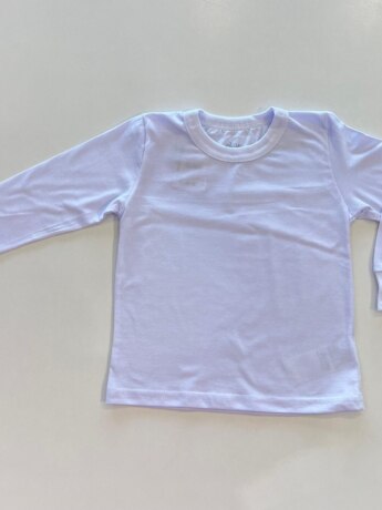 Camiseta Manga Longa Infantil Masculina Básica com Punho Branco Fernanda Ramos Kids