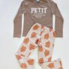 Conjunto Infantil Feminino Blusa Manga Longa Avelã e Legging Cachorros Fernanda Ramos Kids